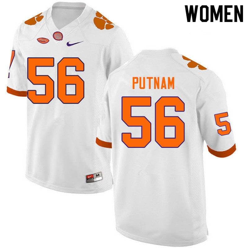Women #56 Will Putnam Clemson Tigers College Football Jerseys Sale-White